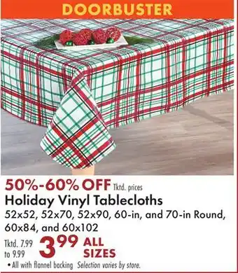 Boscov's Holiday vinyl tablecloths offer