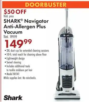 Boscov's Shark navigator anti-allergen plus vacuum offer