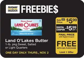 Fairway Store Market Land o'lakes butter offer