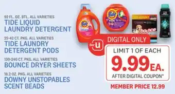 Kings Food Markets Liquid laundry detergent 25-42 ct. pkg. all varieties tide laundry detergent pods 130-240 ct. pkg. all varieties bounce dryer offer