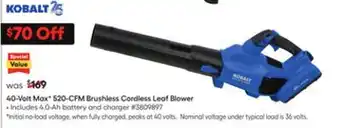 Lowe's 40-volt max v 520-cfm brushless cordless leaf blower offer