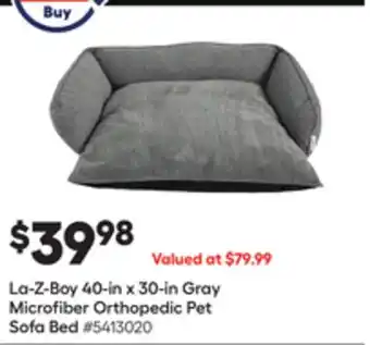 Lowe's La-z-boy 40-in x 30-in gray microfiber orthopedic pet sofa bed offer