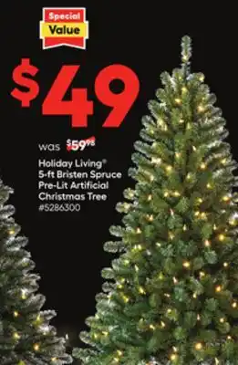 Lowe's Holiday living 5-ft bristen spruce pre-lit artificial christmas tree offer