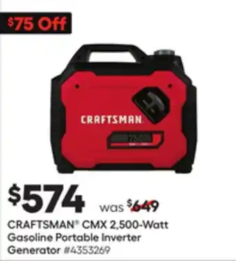 Lowe's Craftsman cmx 2, 500-watt gasoline portable inverter generator offer