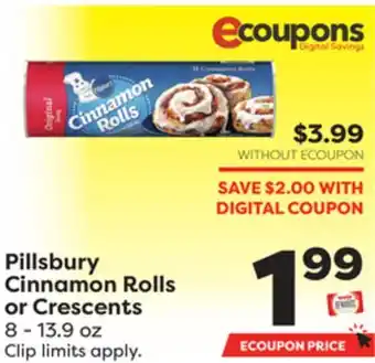 Weis Markets Pillsbury cinnamon rolls or crescents offer