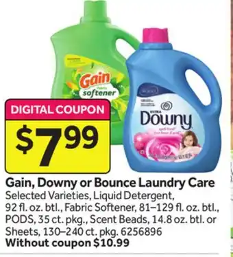 Stop&Shop Gain, downy or bounce laundry care offer