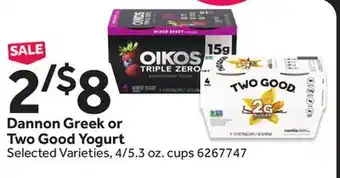 Stop&Shop Dannon greek or two good yogurt offer