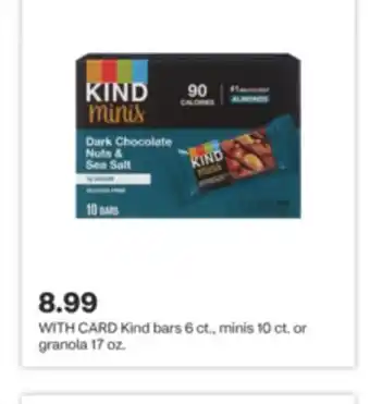 CVS Kind bars 6 ct., minis 10 ct. or granola 17 oz offer