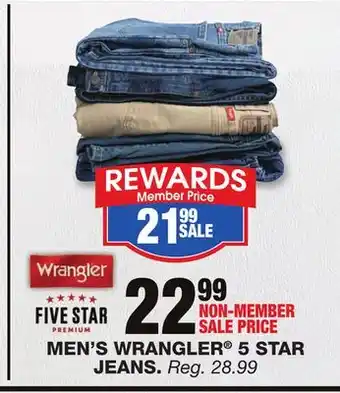 Blain's Farm & Fleet Men's wrangler 5 star jeans offer