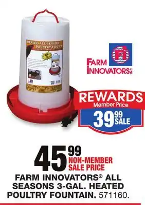 Blain's Farm & Fleet Farm innovators all seasons 3-gal. heated poultry fountain offer