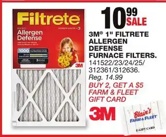 Blain's Farm & Fleet 3m 1 filtrete allergen defense furnace filters offer