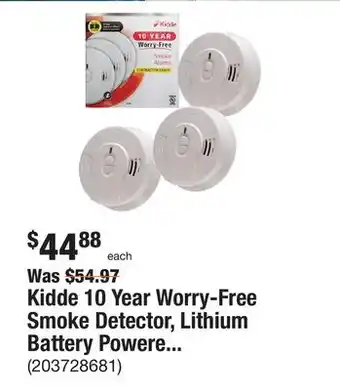 The Home Depot Kidde 10 year worry-free smoke detector, lithium battery powered, smoke alarm, 3-pack offer