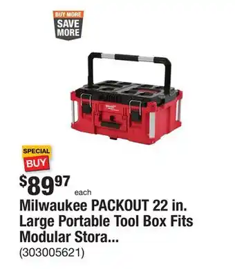 The Home Depot Milwaukee packout 22 in. large portable tool box fits modular storage system offer