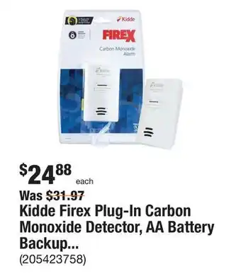 The Home Depot Kidde firex plug-in carbon monoxide detector, aa battery backup, co detector offer