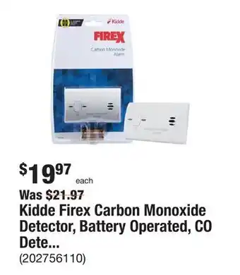 The Home Depot Kidde firex carbon monoxide detector, battery operated, co detector offer