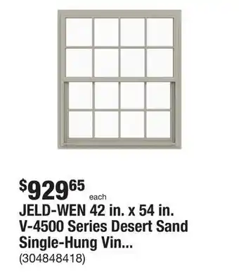 The Home Depot Jeld-wen 42 in. x 54 in. v-4500 series desert sand single-hung vinyl window with 8-lite colonial grids/grilles offer