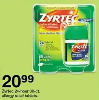 Target Zyrtec 24-hour 30-ct. allergy relief tablets. offer