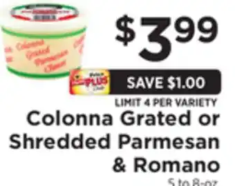 ShopRite Grated or shredded parmesan & romano offer