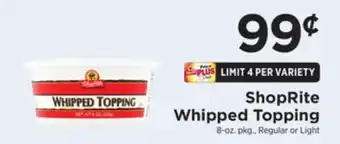 ShopRite Whipped topping offer