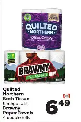 Weis Markets Quilted northern bath tissue 6 mega rolls brawny paper towels 4 double rolls offer