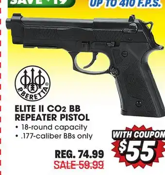 Big 5 Beretta elite ii co2 repeater bb pistol offer