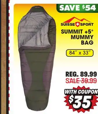 Big 5 Suisse sport summit +5° mummy bag offer
