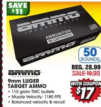 Big 5 Ammo, inc. 9mm luger target ammo offer