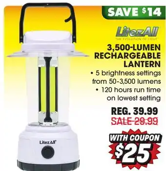 Big 5 Litezall 3500-lumen rechargeable lantern offer