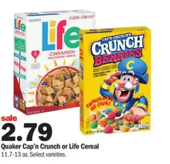 Meijer Quaker cap'n crunch or life cereal offer