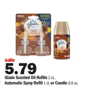 Meijer Glade scented oil refills 2 ct., automatic spray refill 1 ct. or candle 6.8 oz offer