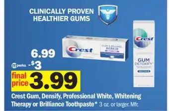 Meijer Crest gum, densify, professional white, whitening therapy or brilliance toothpaste offer