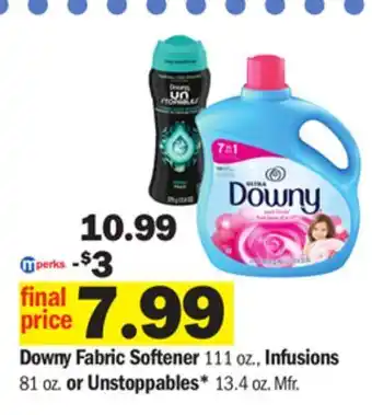Meijer Downy fabric softener 111 oz., infusions 81 oz. or unstoppables* 13.4 oz offer