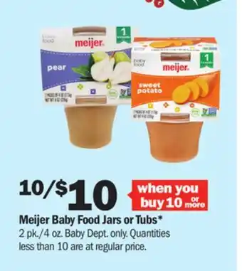Meijer Meijer baby food jars or tubs offer