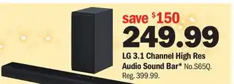 Meijer Lg 3.1 channel high res audio sound bar offer
