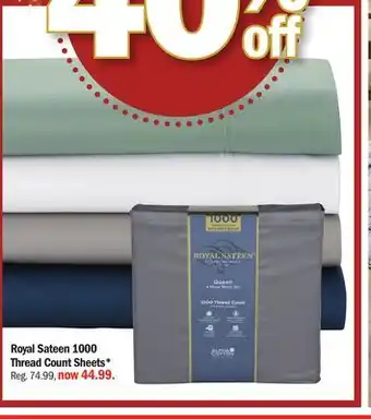 Meijer Royal sateen 1000 thread count sheets offer