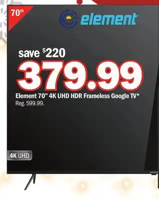 Meijer Element 70 4k uhd hdr frameless google tv offer