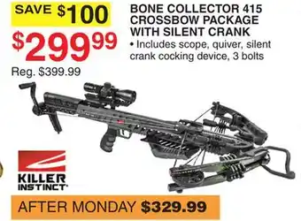 Dunham's Sports Killer instinct bone collector 415 crossbow package with silent crank offer