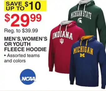 Dunham's Sports Ncaa men's, women's or youth fleece hoodie offer