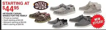 Dunham's Sports Heydude casual shoes for the family offer
