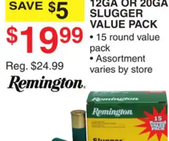 Dunham's Sports Remington 12ga or 20ga slugger value pack offer