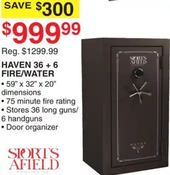 Dunham's Sports Sports afield haven 36 + 6 fire/water offer