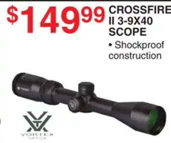 Dunham's Sports Vortex crossfire ii 3-9x40 scope offer
