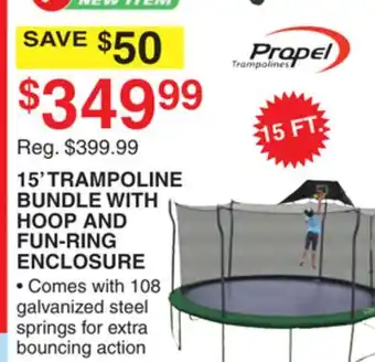 Dunham's Sports Prapel 15' trampoline bundle with hoop and fun-ring enclosure offer
