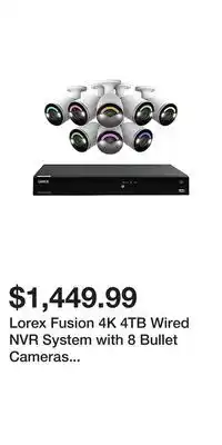 BJ’s Lorex fusion 4k 4tb wired nvr system with 8 bullet cameras featuring smart security lighting and 2-way audio - white offer