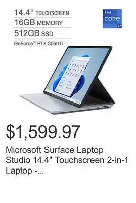 Costco Microsoft surface laptop studio 14.4 touchscreen 2-in-1 laptop - 11th gen intel core i7-11370h offer