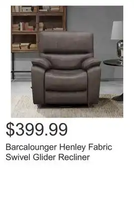 Costco Barcalounger henley fabric swivel glider recliner offer