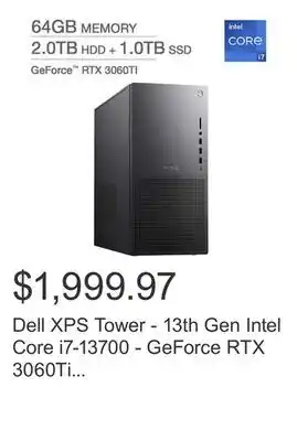 Costco Dell xps tower - 13th gen intel core i7-13700 - geforce rtx 3060ti - windows 11 offer