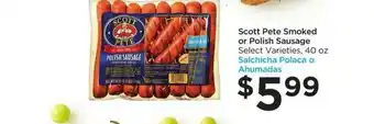 Food 4 Less Scott Pete Smoked Or Polish Sausage offer