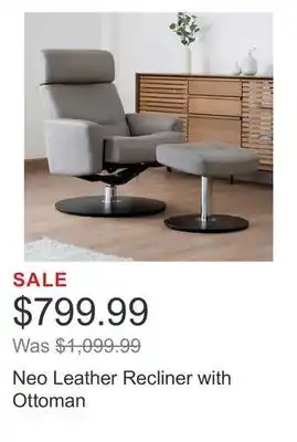 Costco Neo leather recliner with ottoman offer