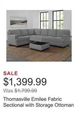 Costco Thomasville emilee fabric sectional with storage ottoman offer